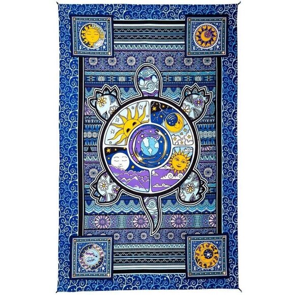 Dan Morris Other - New Turtle Tapestry Sun & Moon Wall Decor Tablecloth Gift 60x90 Blue Dan Morris